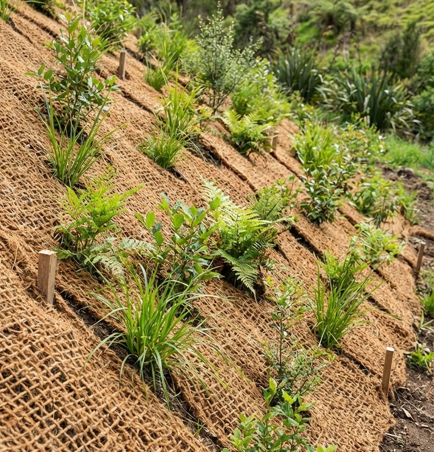 Coiroon coir mats installed on slope (placeholder image)